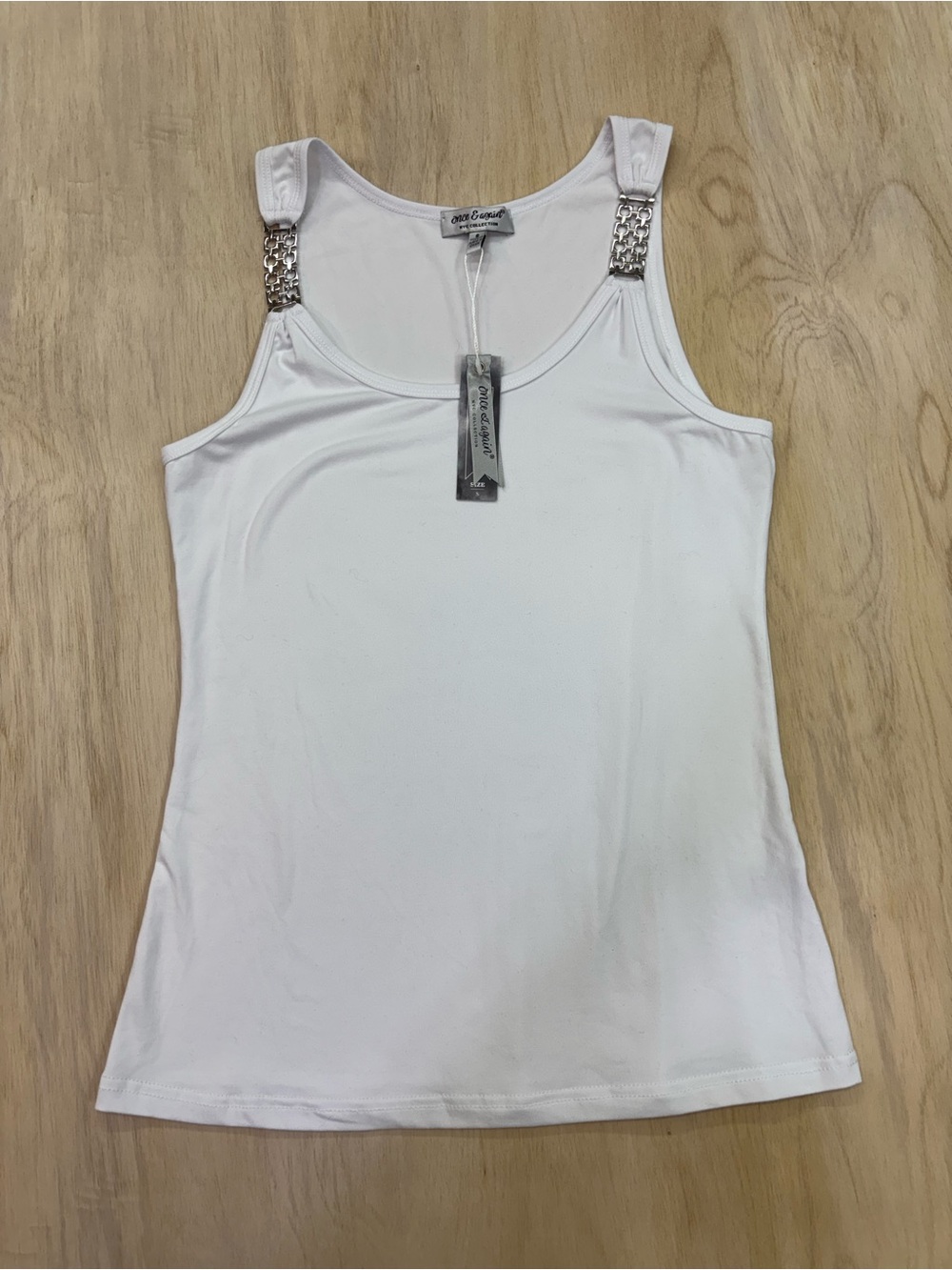 Chain-Trim White Tank Top for Women